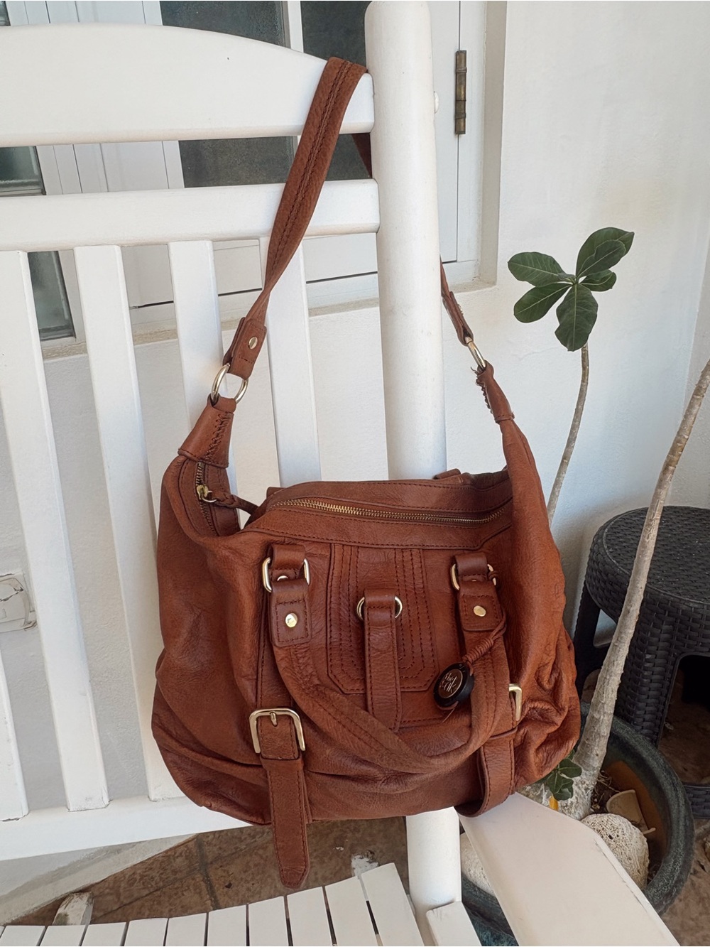 The Sak Brown Leather Shoulder Satchel Bag